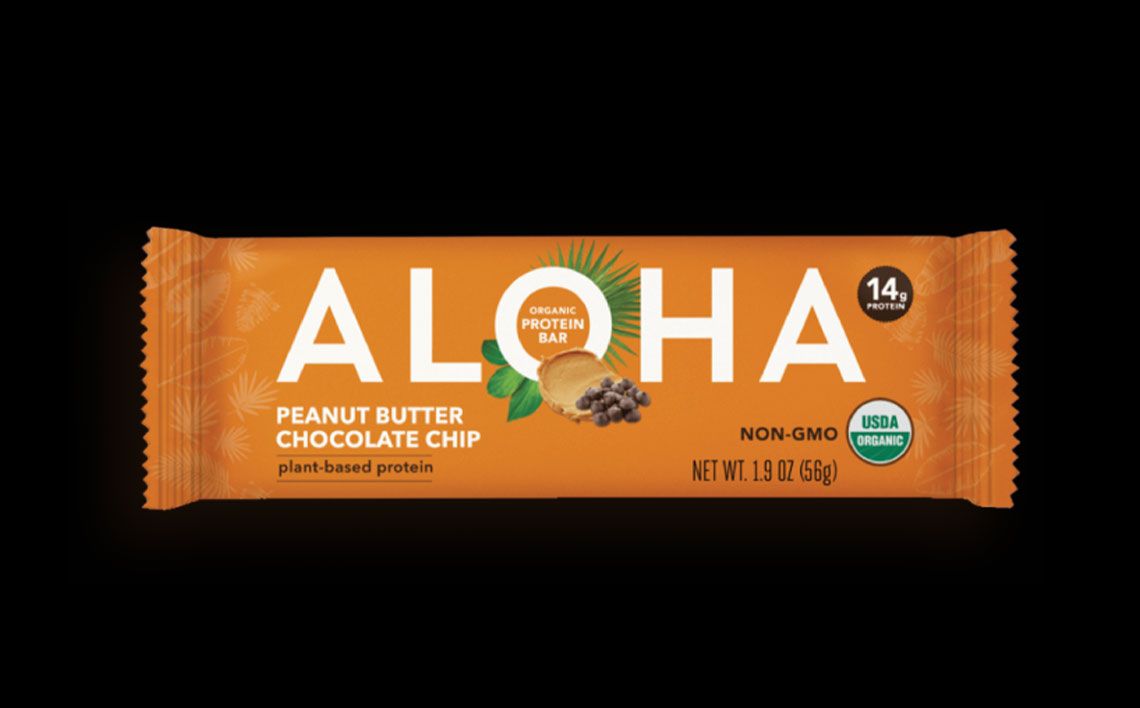 Aloha Protein Bars product image of an orange packet with and orange and chocolate graphic.