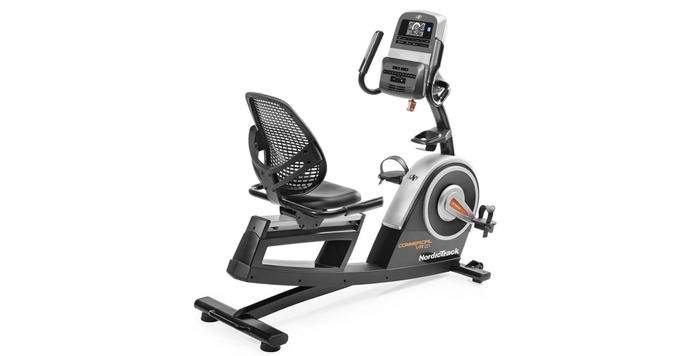 Best recumbent bike NordicTrack product image of recumbent bike featuring a mesh back rest to the chair.