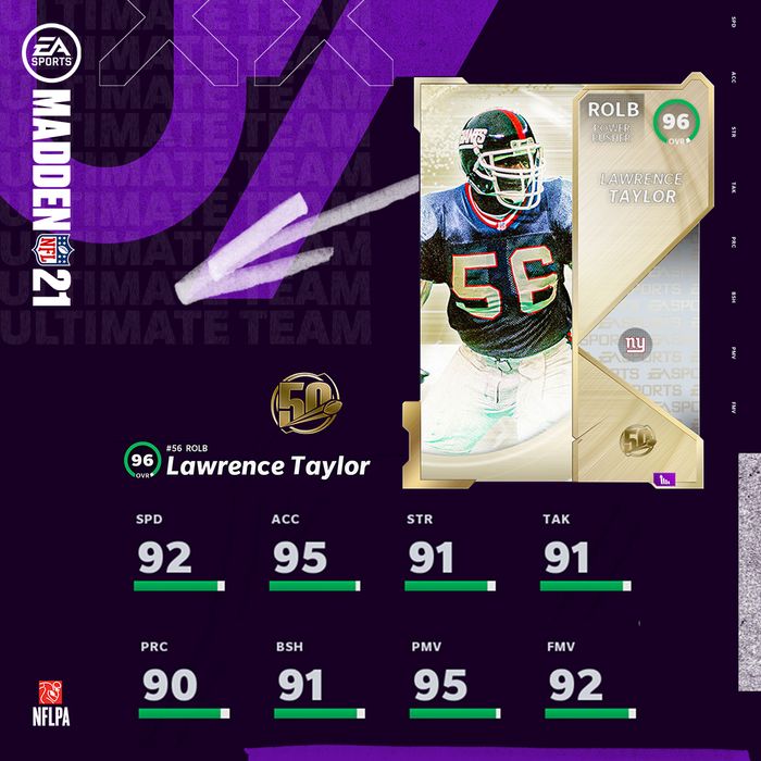 Madden 21 Ultimate Team MUT 21 The 50 Lawrence Taylor Pack