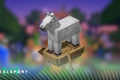An image of a Minecraft horse on a boat. 