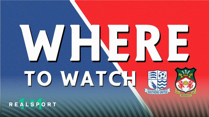 Where to Watch text with Southend and Wrexham badges