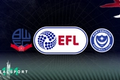 Bolton and Portsmouth badges with EFL Trophy logo