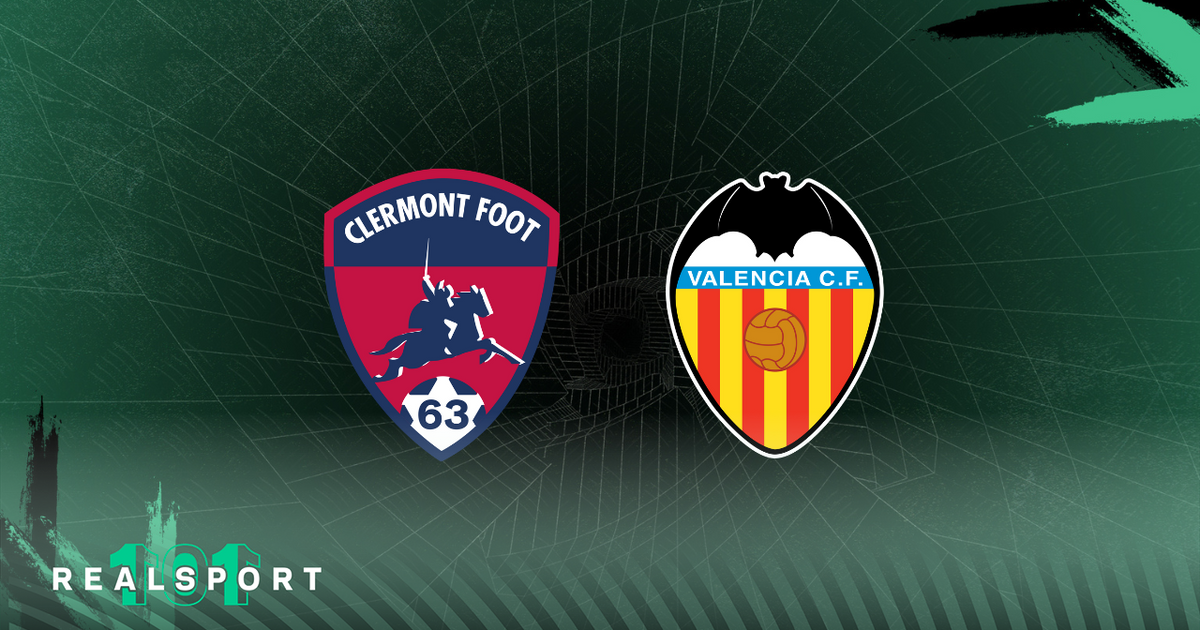 Clermont Foot and Valencia badges with green background