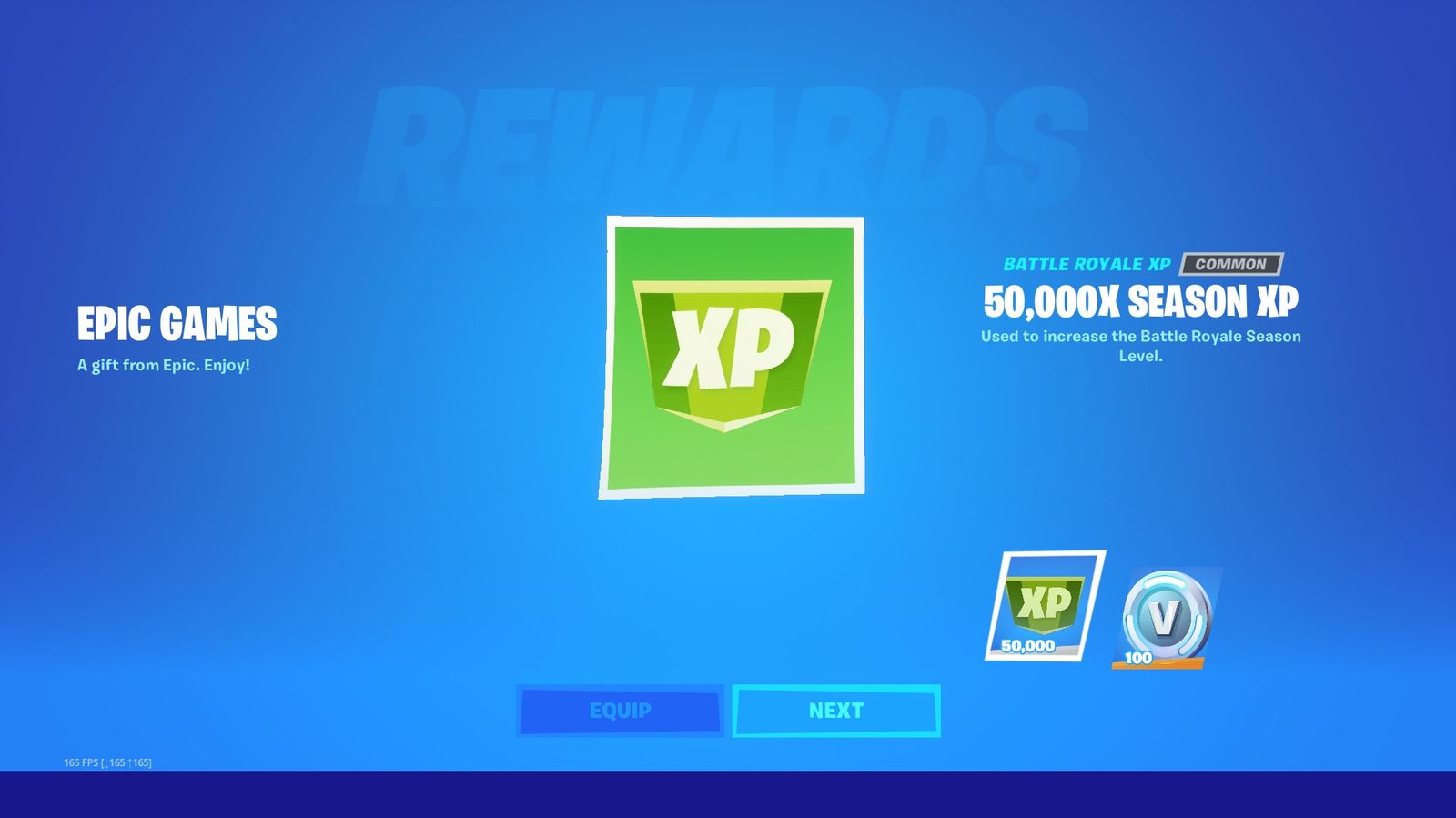 FREE: Players were given 50,000 free XP for logging in after the 15.10 update.