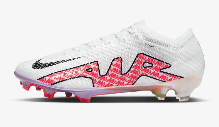 Best football boots Nike Mercurial product image of a single white boot with crimson red "Air" written across the side and a black Nike Swoosh.