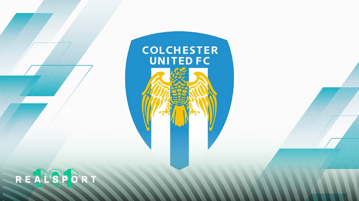 Colchester United badge with white and blue background