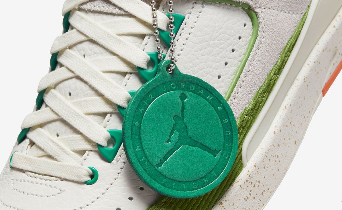 TITAN x Air Jordan 2 Low product image of a Sail and Coconut Milk leather sneaker with orange, green, and teal details.