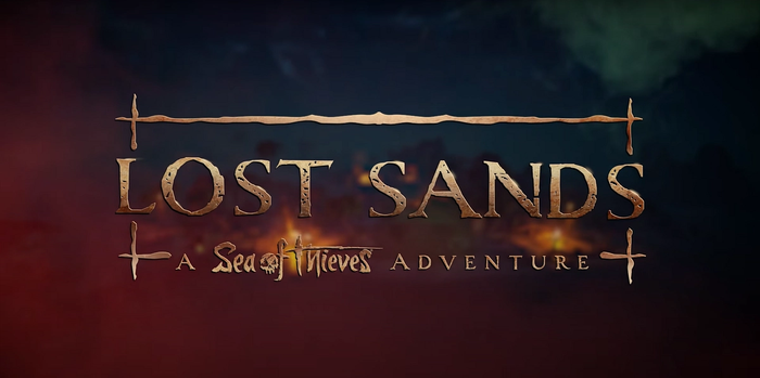 A screenshot from the "Lost Sands" adventure trailer for Sea of Thieves