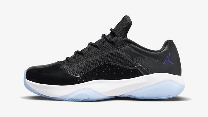 Best Jordan 11 colorways - "Space Jam" CMFT Low product image of a black sneaker with white and ice blue sole.