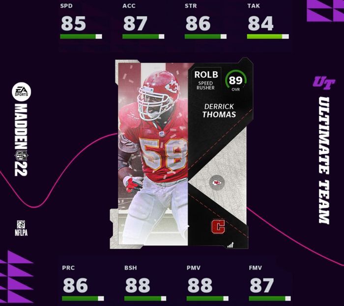 Madden 22 Ultimate Team card for Derrick Thomas