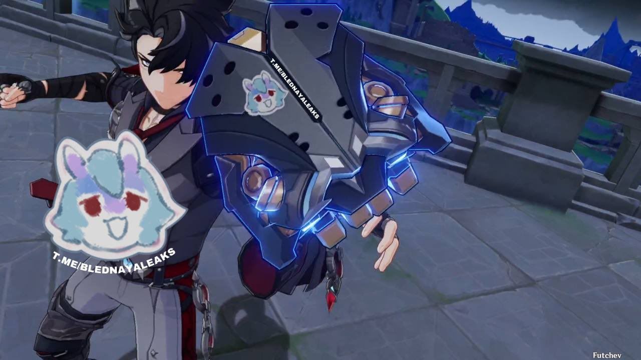 An image that showcases the "Sigewinne" sticker on Wriothesley's gauntlet during his Elemental Burst shared by Genshin Impact leaker, BlendayaLeaks
