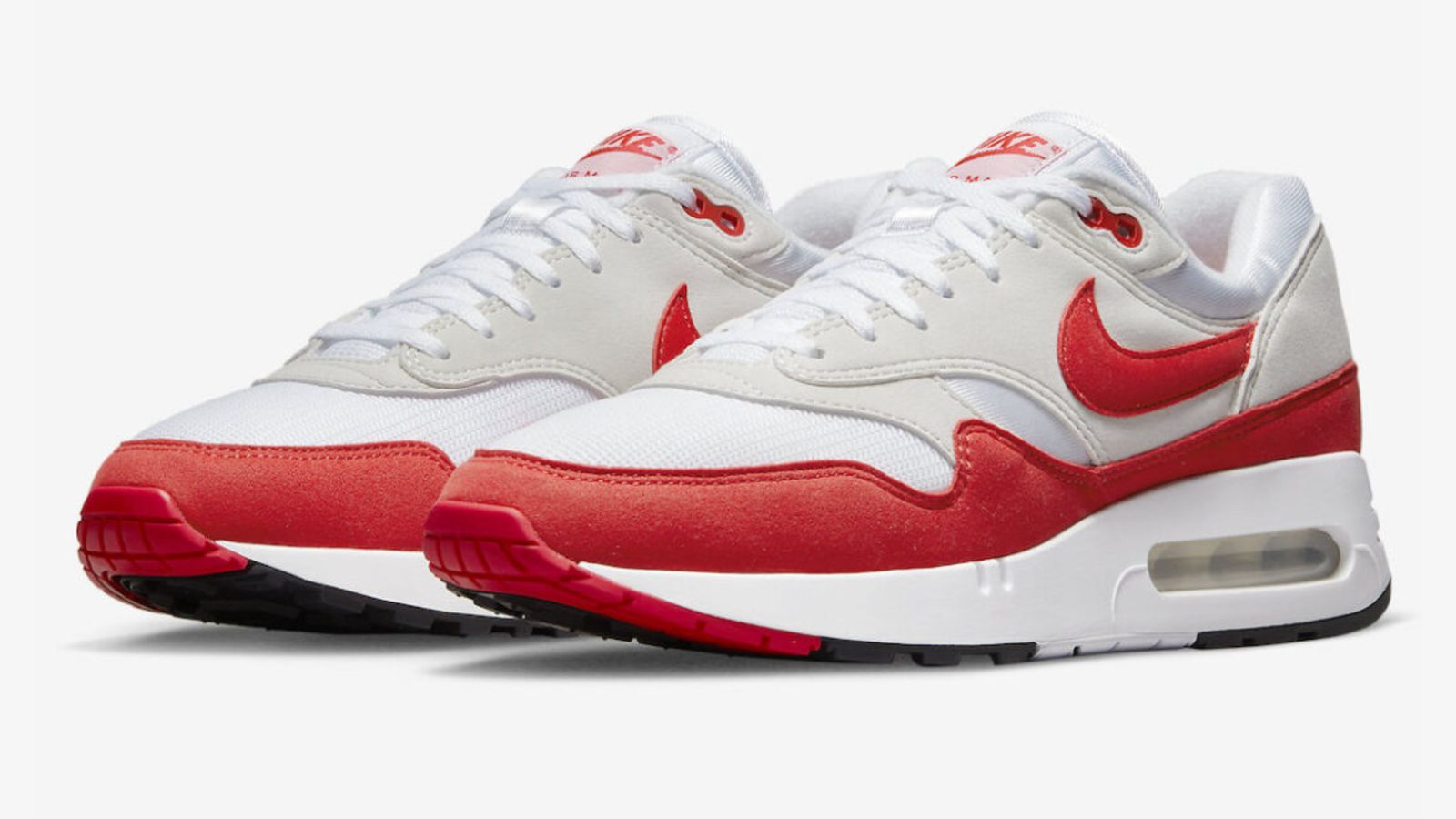 Air Max Day 2023 - Nike Air Max 1 "Big Bubble" product image of a white and red sneaker.