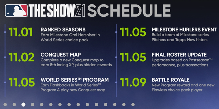 MLB THe SHow 21 event schedule november 