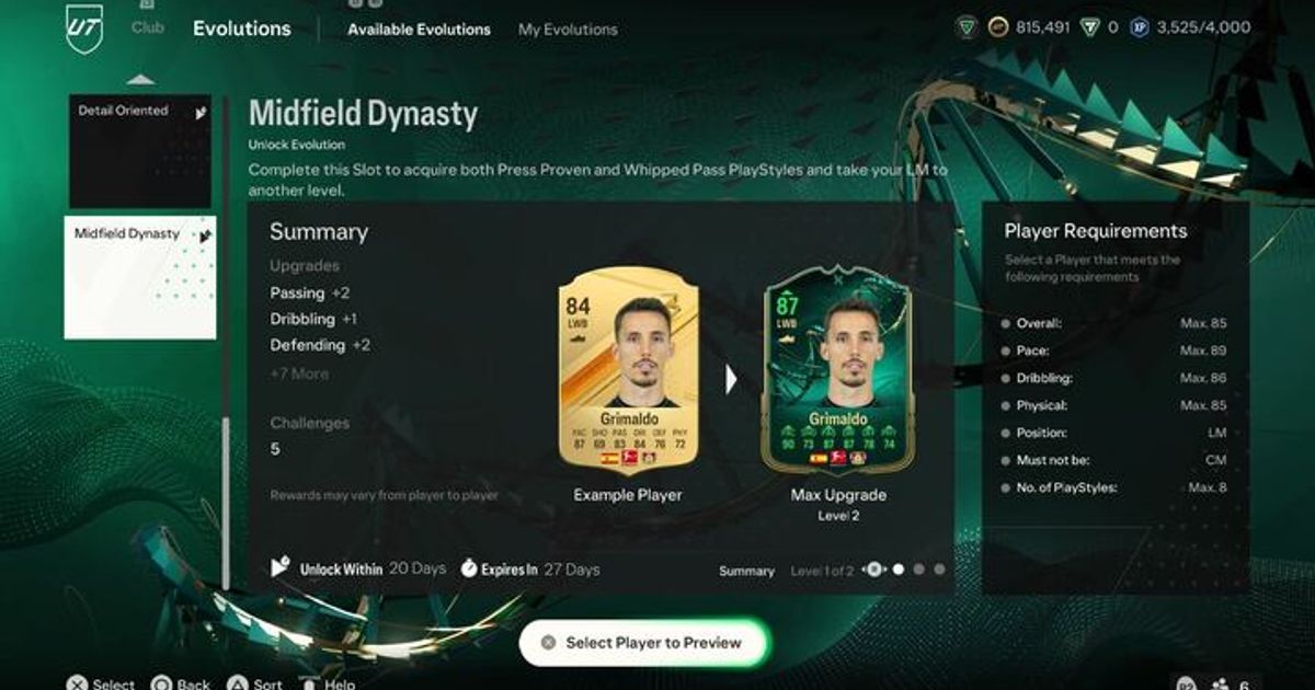 Midfield Dynasty Evolution Guide