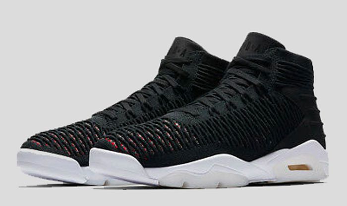 Air Jordan Flyknit Elevation 23 product image of a pair of black sneakers.