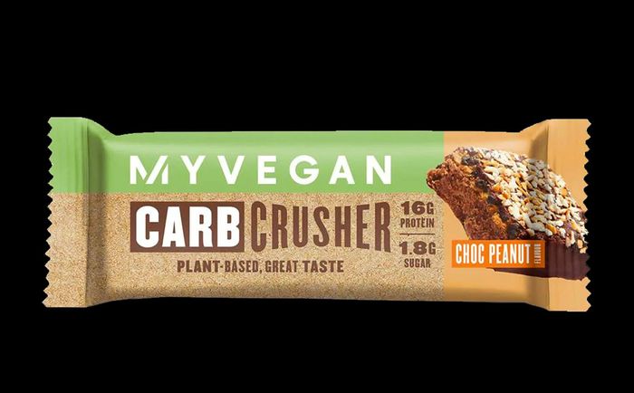 Best vegan protein bars MyVegan product image of a brown and green package.