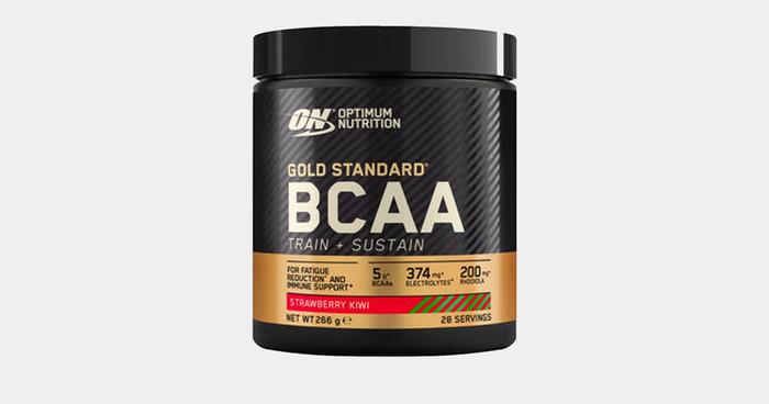 Best BCAAs Optimum Nutrition product image of a black container with gold details