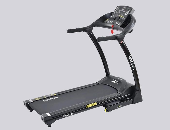 Best treadmill under 500 product image of a black treadmill with a white Reebok logo on the side.