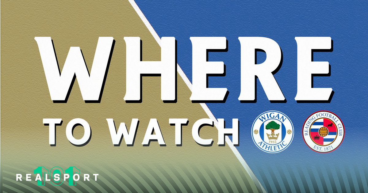 Wigan and Reading badges with Where to Watch text