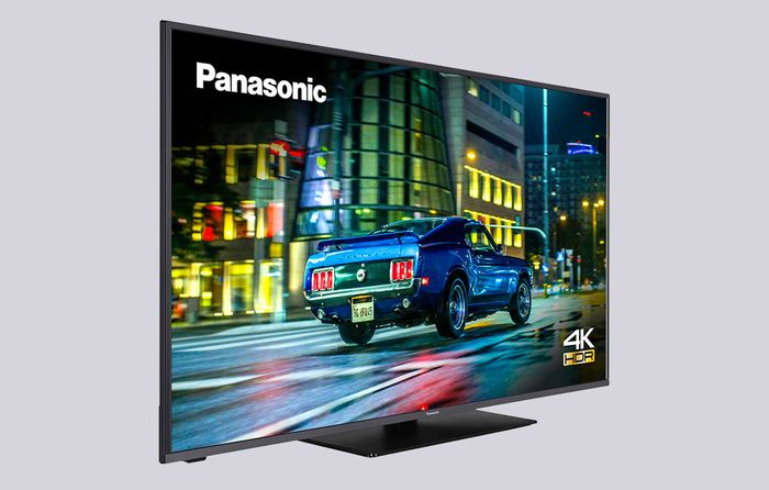 Best TV for Sports Games Panasonic product image of a 50" TV with a car background being displayed