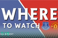 Everton and Manchester United badged with Where to Watch text