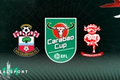 Southampton and Lincoln badges with Carabao Cup logo and green background