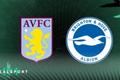 Aston Villa and Brighton badges with green backgr
