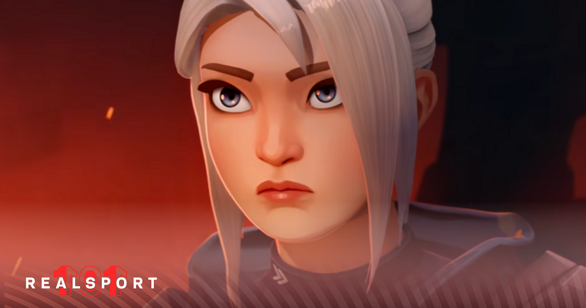 A screenshot of Jett from the Valorant DUELIST cinematic trailer.