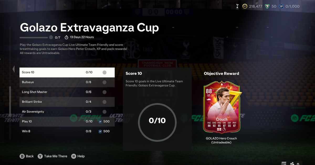 Golazo Extravaganza Cup Objectives