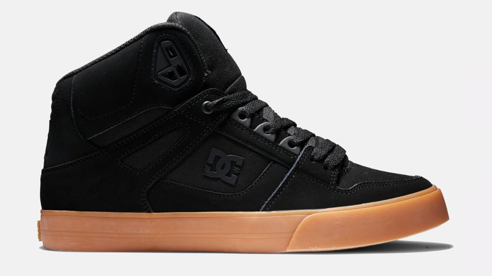 DC Pure product image of a black high-top with a gum sole.
