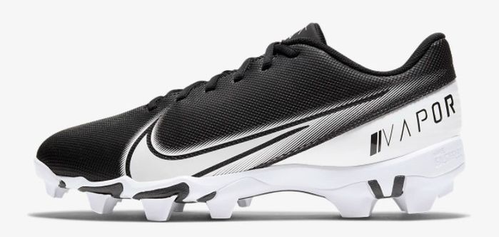 Best football cleats under 100 Nike product image of a black and white cleat.