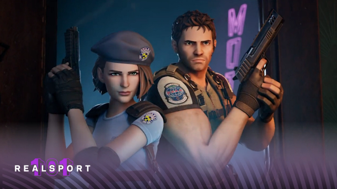 jill valentine and chris redfield as seen in fortnite 