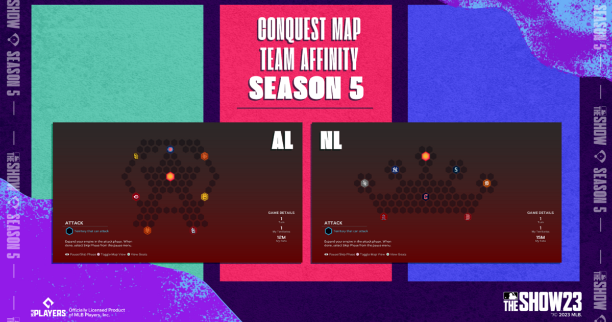 MLB The Show 23 Team Affinity 5 Conquest maps