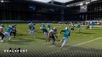 Miami Dolphins running a practice kick return in Madden 24