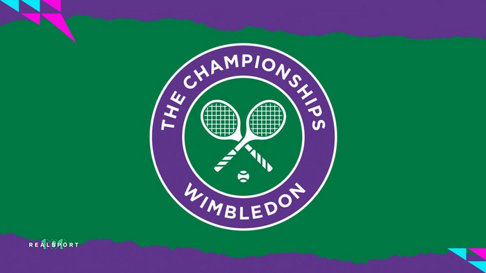 Wimbledon 2022 logo with purple and green background