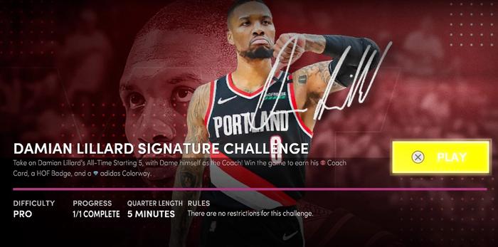 NBA 2K22 MyTEAM Damian Lillard Signature Challenge
