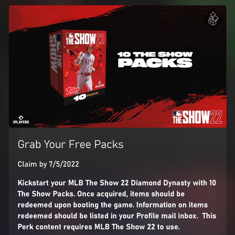MLB THe Show 22 free packs