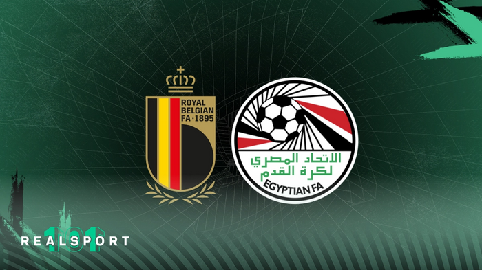 Belgium and Egypt FA badges with green background