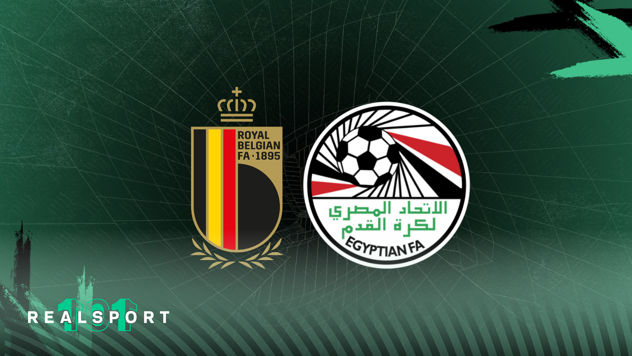 Belgium and Egypt FA badges with green background
