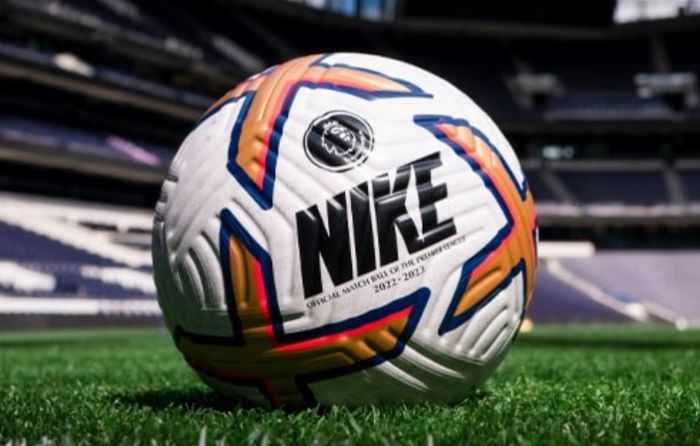Best footballs Nike product image of a white ball with orange, red, and blue crosses.