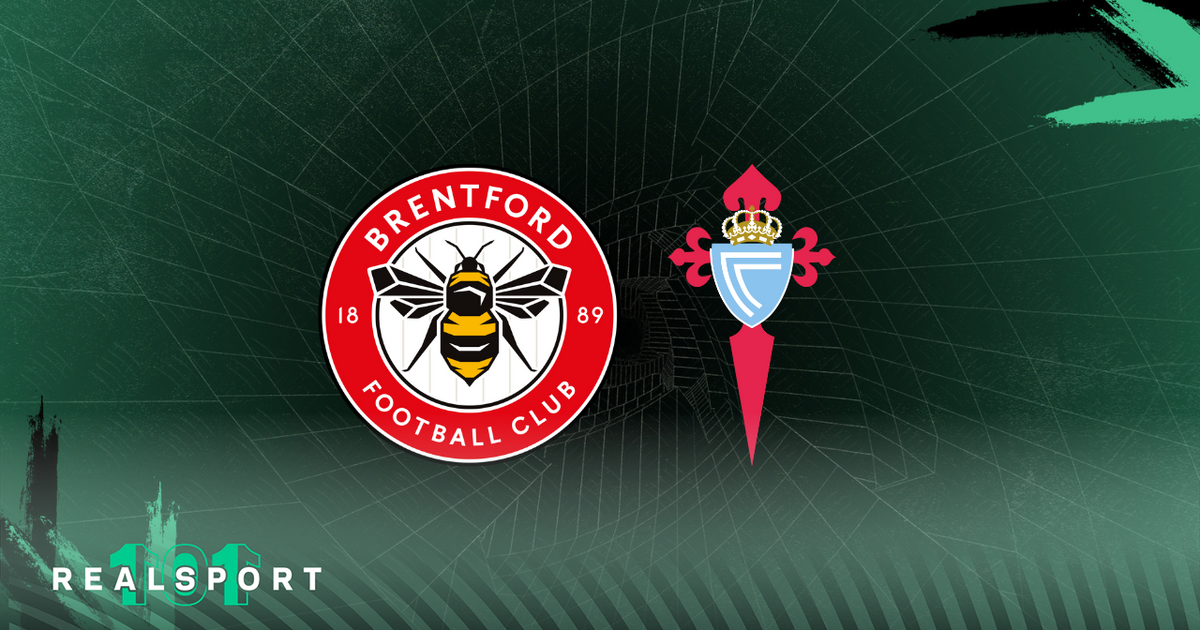 Brentford and Celta Vigo badges with green background