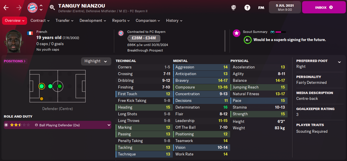 Tanguy Ninazou Player Profile Football Manager 2022