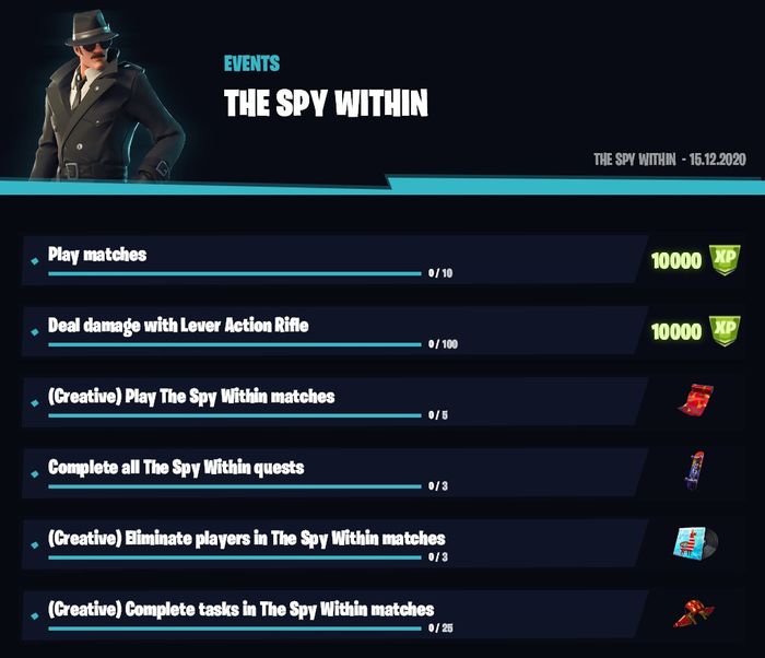 SPY WITHIN: Complete the challenges to earn lots of new cosmetics.