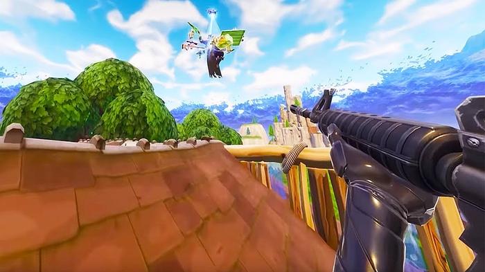 Fortnite as played from a first-person perspective