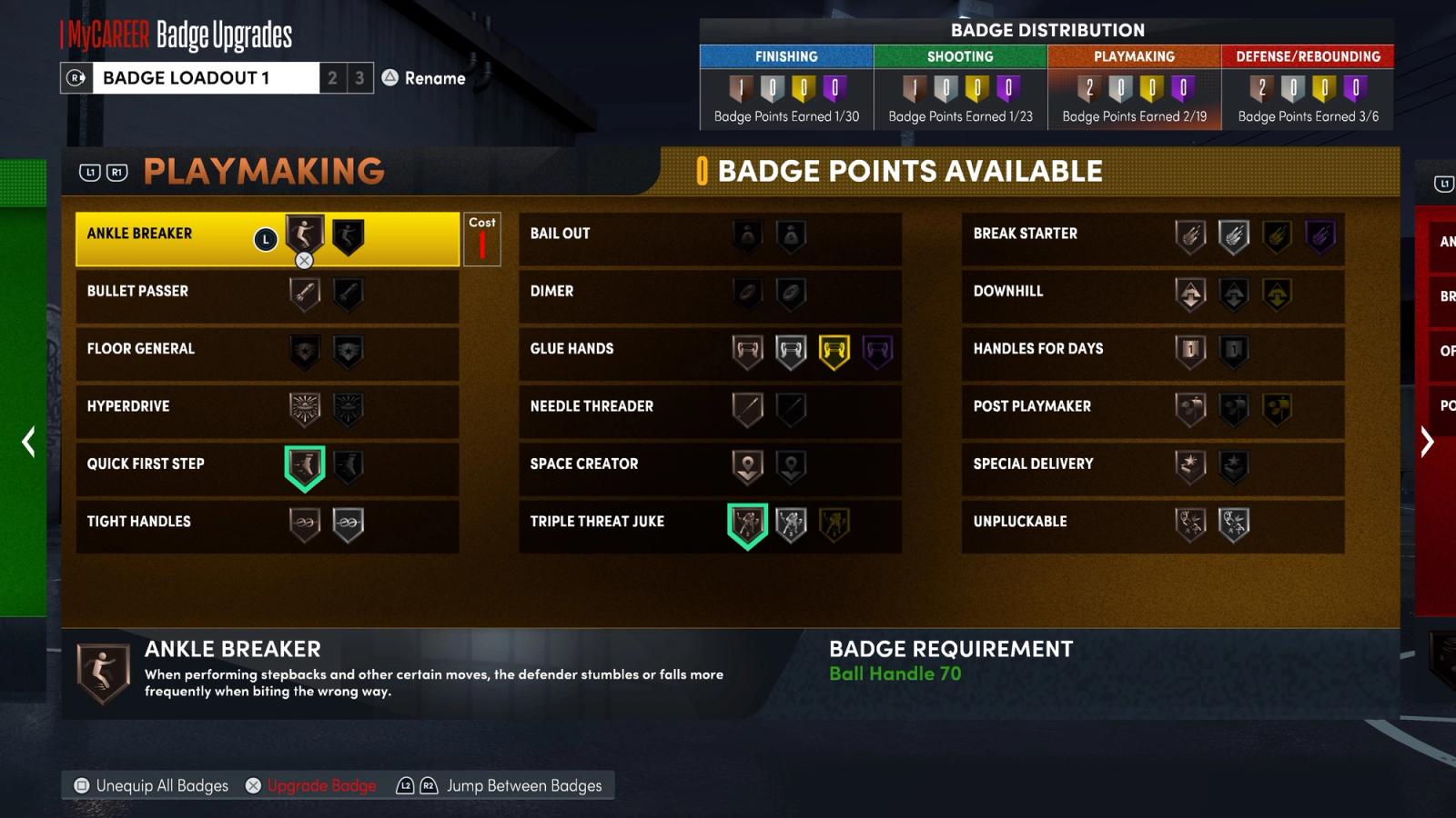 Badges screen in NBA 2K22