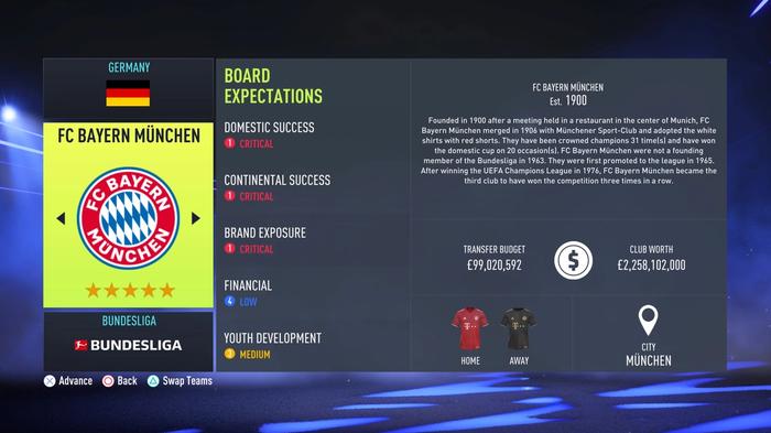 fifa 22 career mode bayern munich board objectives