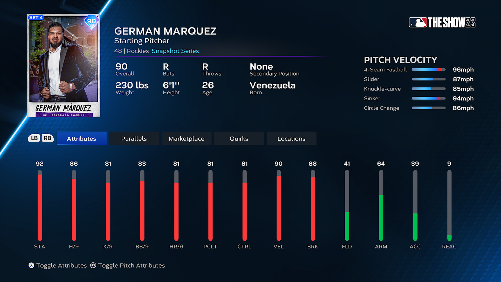 MLB The Show 23 Snapshot Series German Marquez