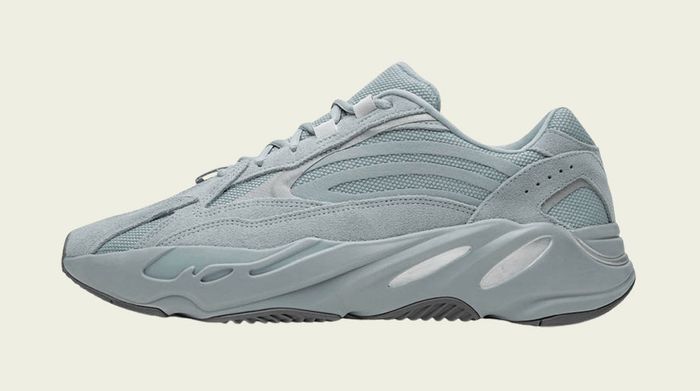 adidas Yeezy Boost 700 v2 "Hospital Blue" product image of a light blue sneaker.