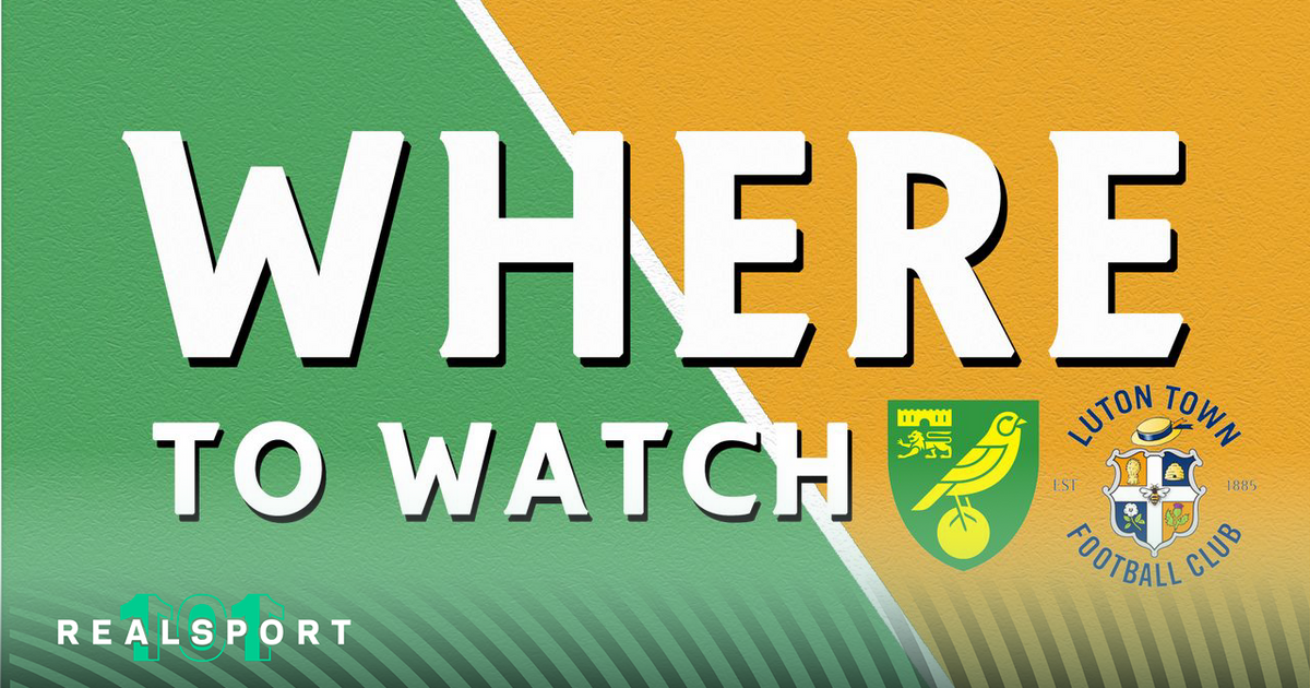 Norwich and Luton badges with Where to Watch text