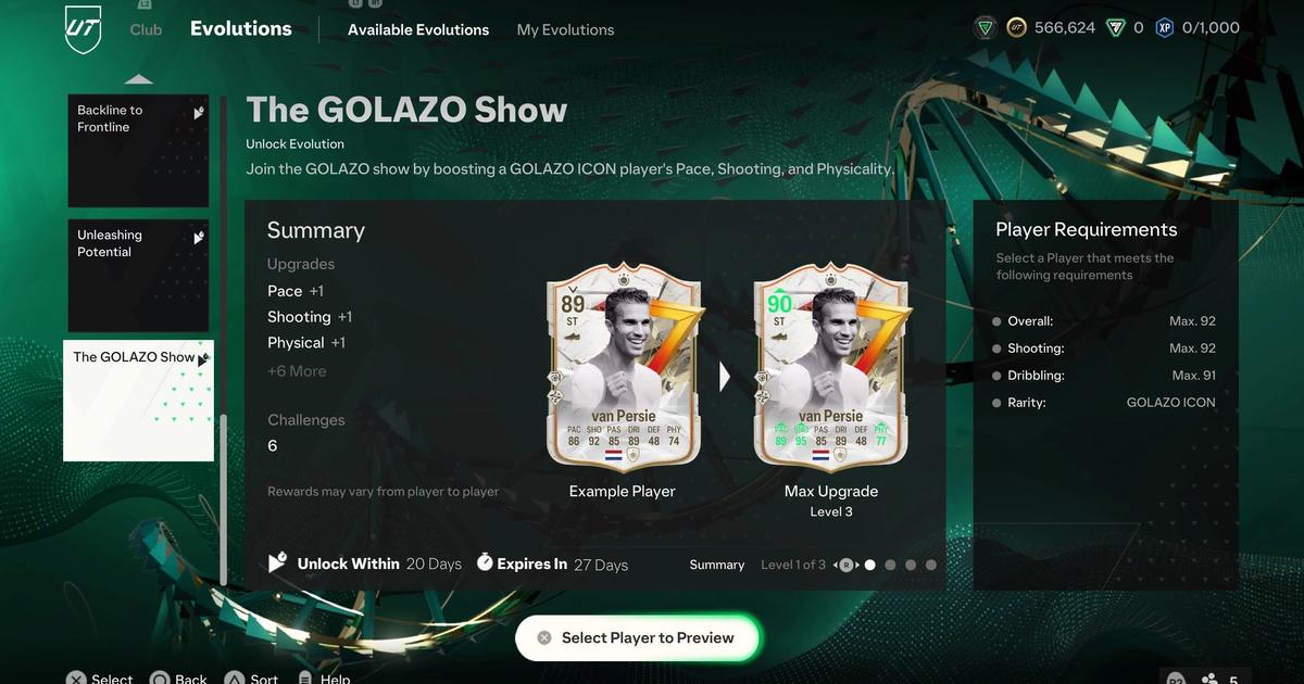 FC 24: The GOLAZO Show Evolutions Guide